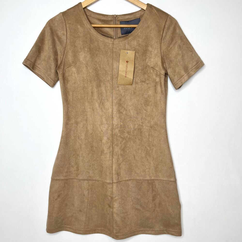 NWT Paper Crane Faux Suede Short Sleeve Mini Dress  Small